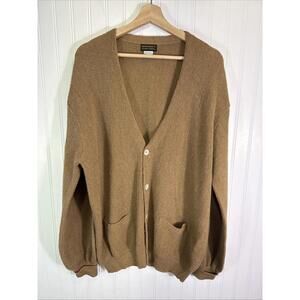 Vintage Alpaca Grandpa Cardigan Sweater Mens XL Button Camel Peru Burkhardt's
